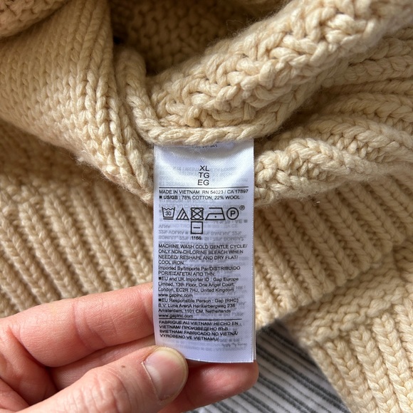 BANANA REPUBIC Cotton-Wool Cardigan Chunky Knit Cream Size XL Like new Fisherman - Picture 5 of 6